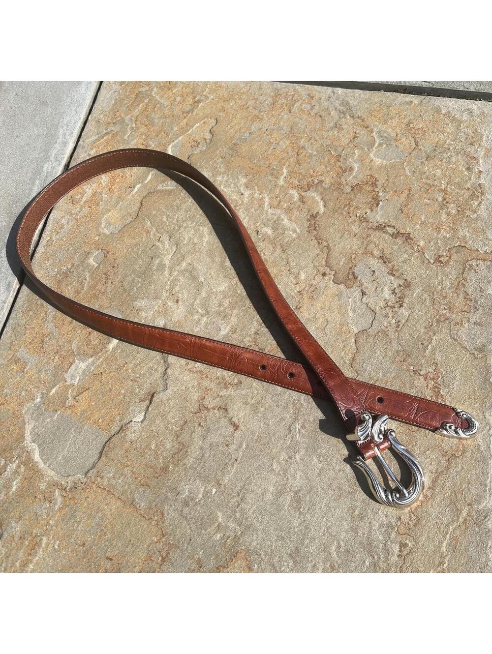Y2K Western Brown Textured Leather metal tip belt